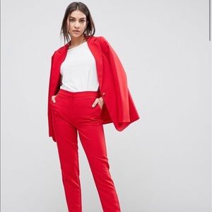 ASOS red suit w/ oversized blazer.